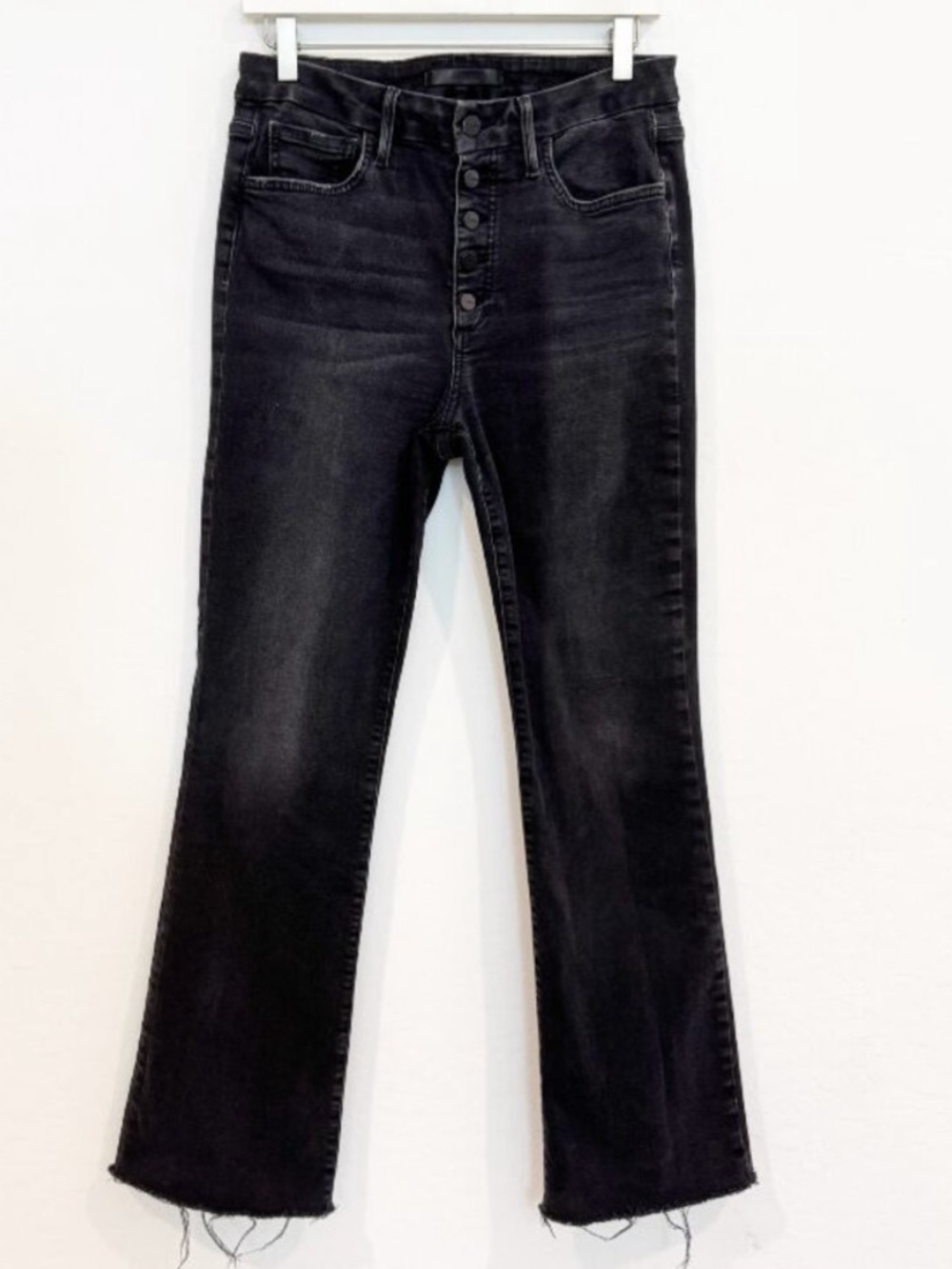Joes Jeans Hi Honey Jeans Size 31 Black Wyoming Raw Hem Curvy Bootcut Rancher